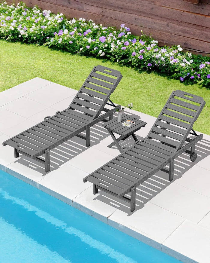 SERWALL Small Folding Outdoor Side Table Set of 4, Gray