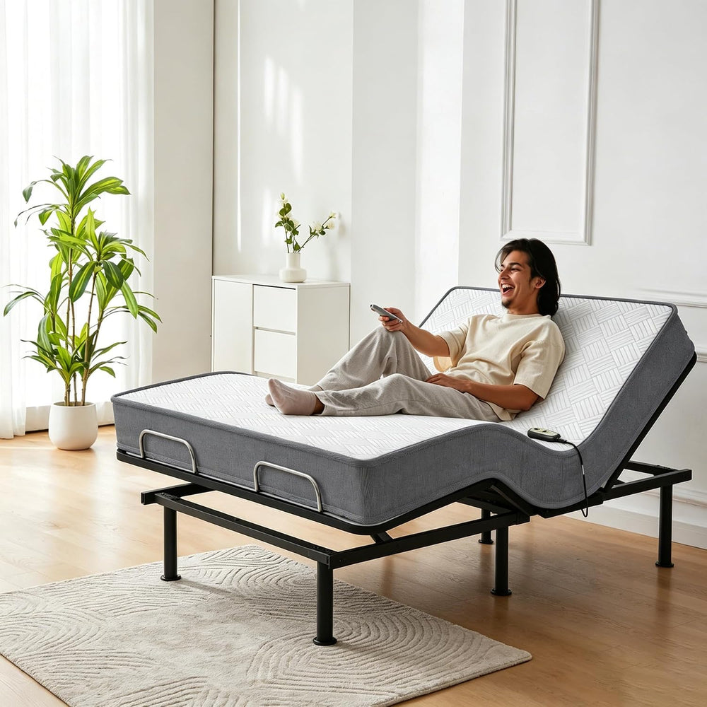Espsilto Full Size Adjustable Bed Base with Mattress, Electric Bed Frame with...