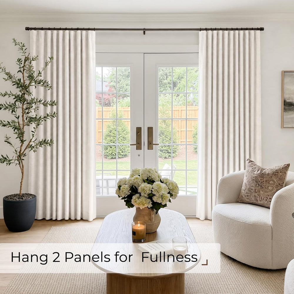 INOVADAY Linen Textured 100% Blackout Sliding Door Curtains 102x84 Beige