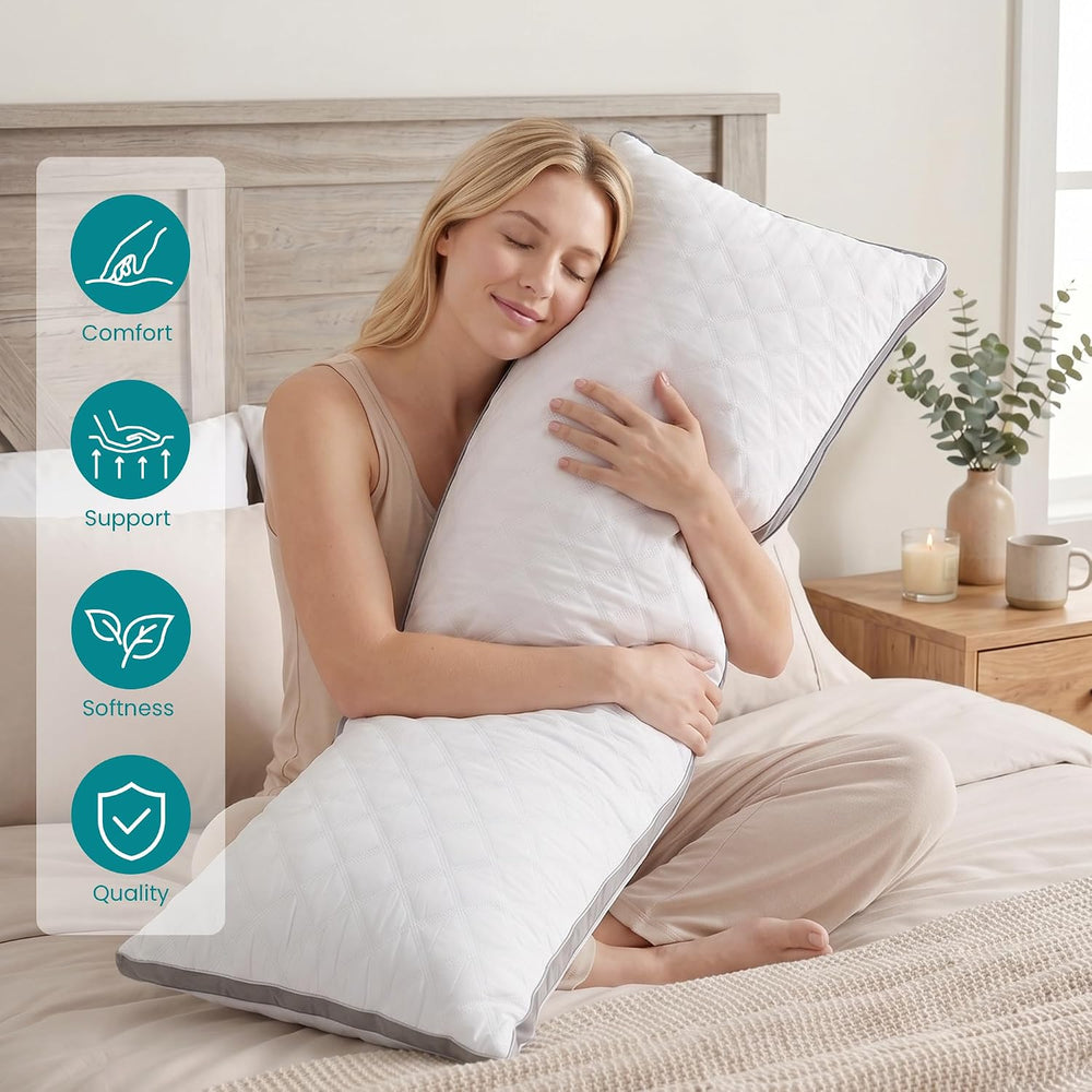 Oubonun Full Body Pillow for Side Sleeper, Adjustable Firm Long Bed Pillow