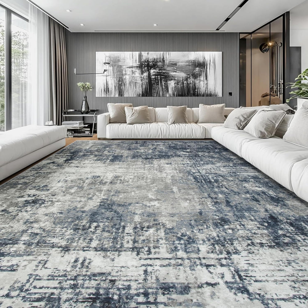 Aelenmu 10x14 Area Rugs for Living Room Dining Room Washable Blue Grey