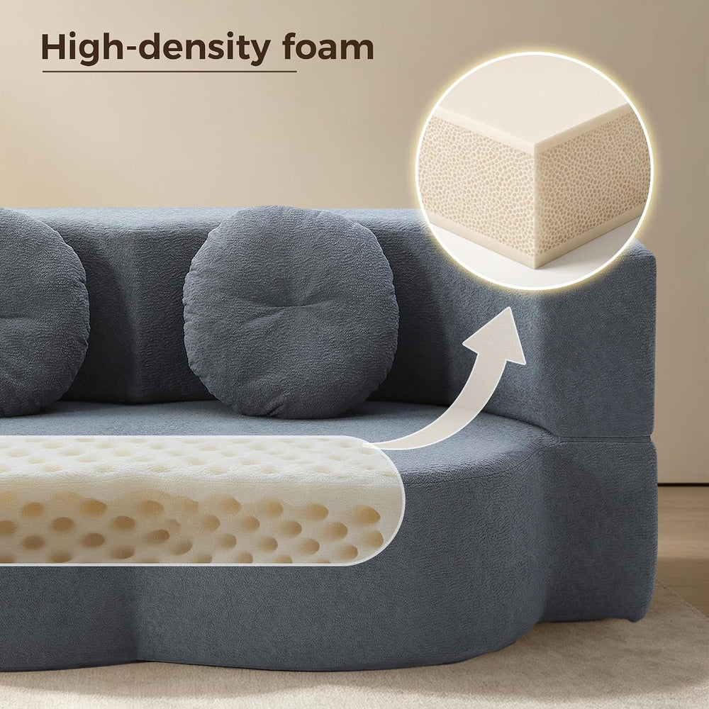 75.5" Boneless Couch Futon Sofa Bed, 2-in-1 Sleeper Sofa, Gray