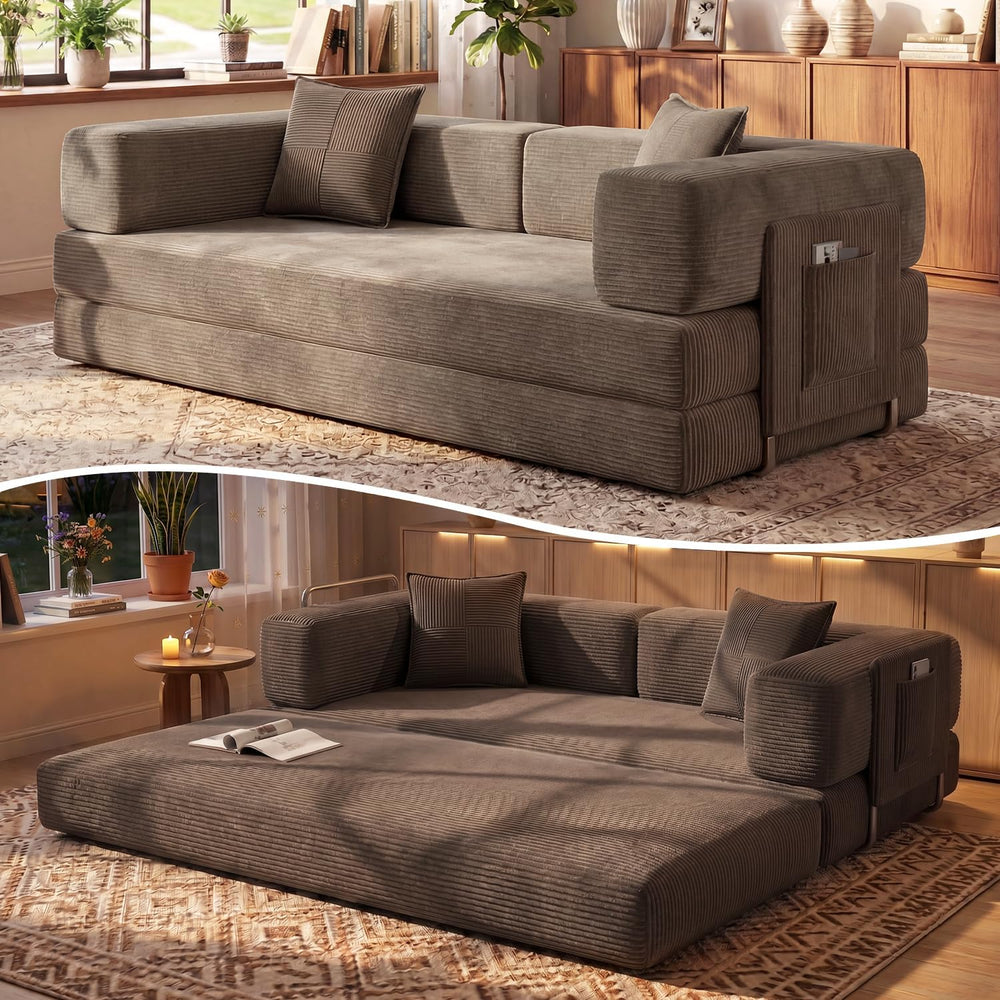 79" Convertible Futon Sofa Bed, Boneless Couch for Living Room