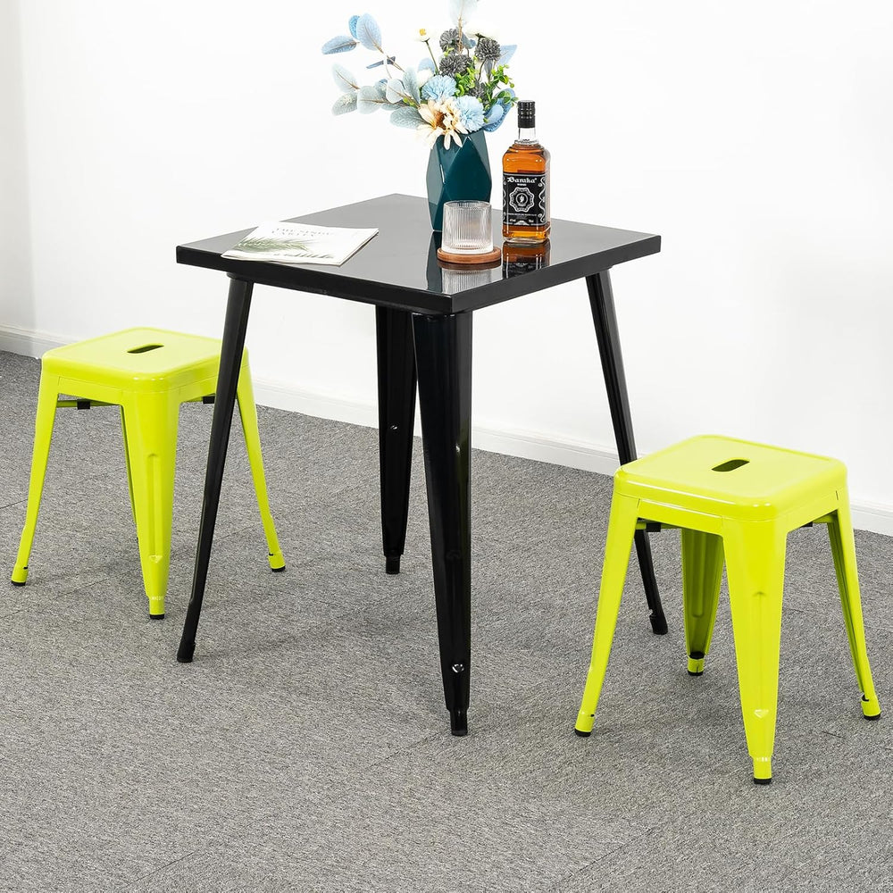 18 Inch Metal Stools Set of 2, Stackable for Indoor Outdoor, Lime Green