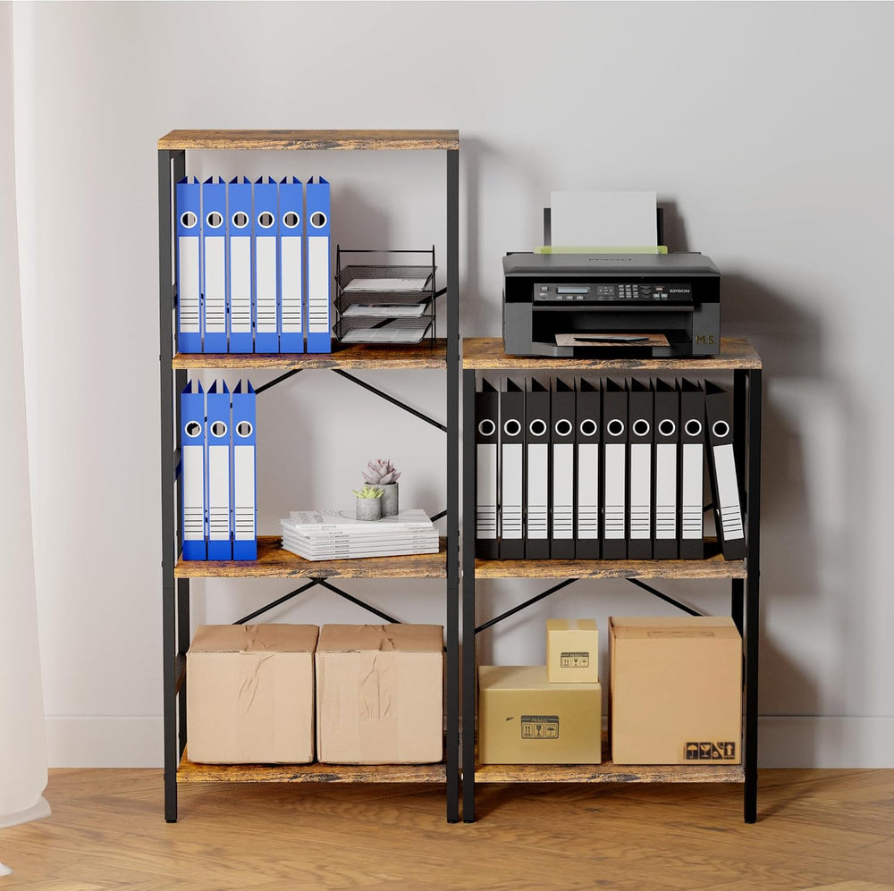Whitmor 3 Tier Bookshelf - Small Book Shelf Industrial Bookcase, Metal Book C...