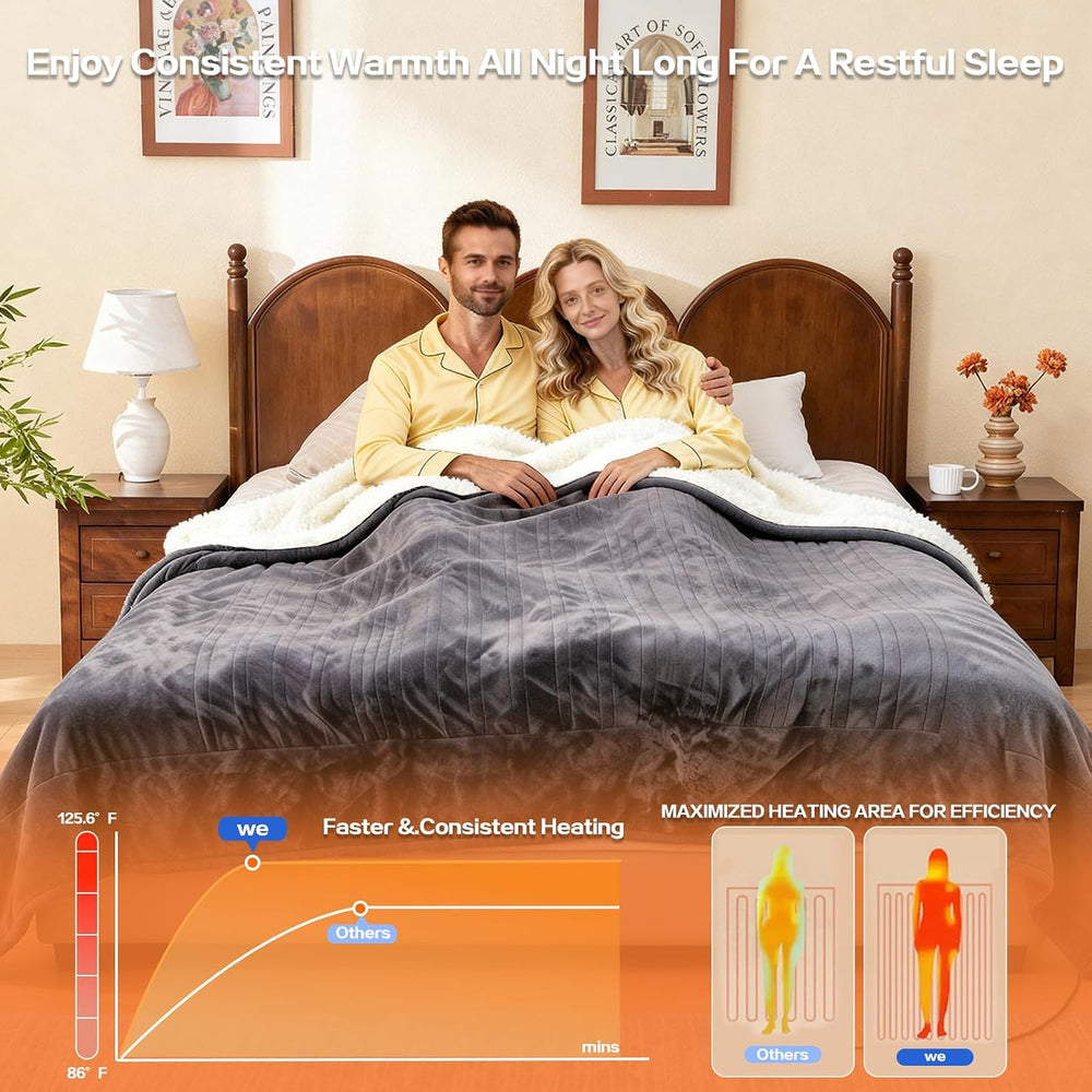 Electric Heated Blanket Queen Size 84''x90'' Machine Washable
