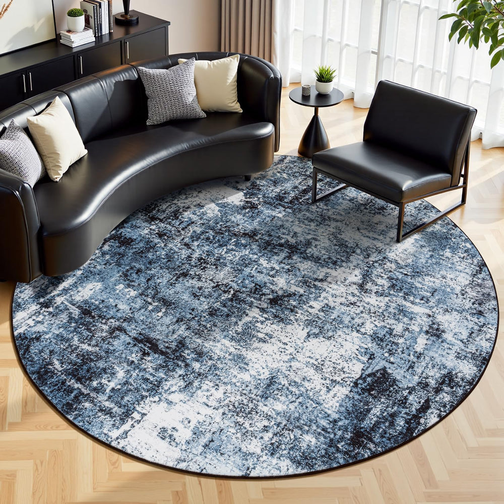 Rugflix Round Area Rugs 8Ft for Living Room, 8x8 Washable Rug Stain-Resistant