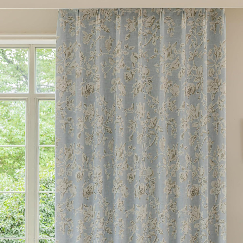VisionaryHomeDesign Pinch Pleat Floral Linen Curtains, Memory Trained, Flower...