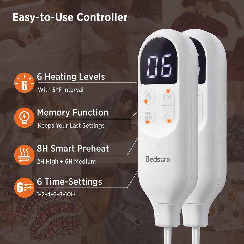 Bedsure Heated Blanket Queen Size, Dual Control Electric Blanket, Cream