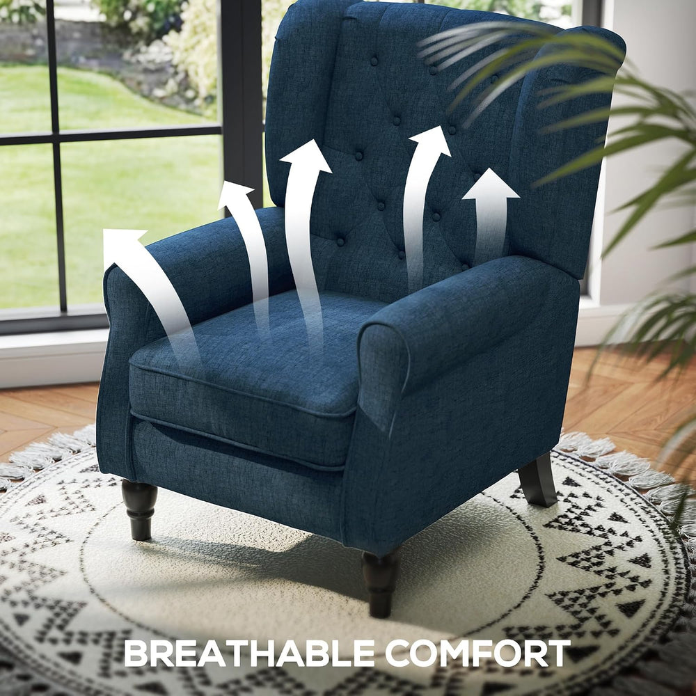 HOMCOM Mid-Century Modern Accent Chair, High Wingback Reading Chair, Blue | B...