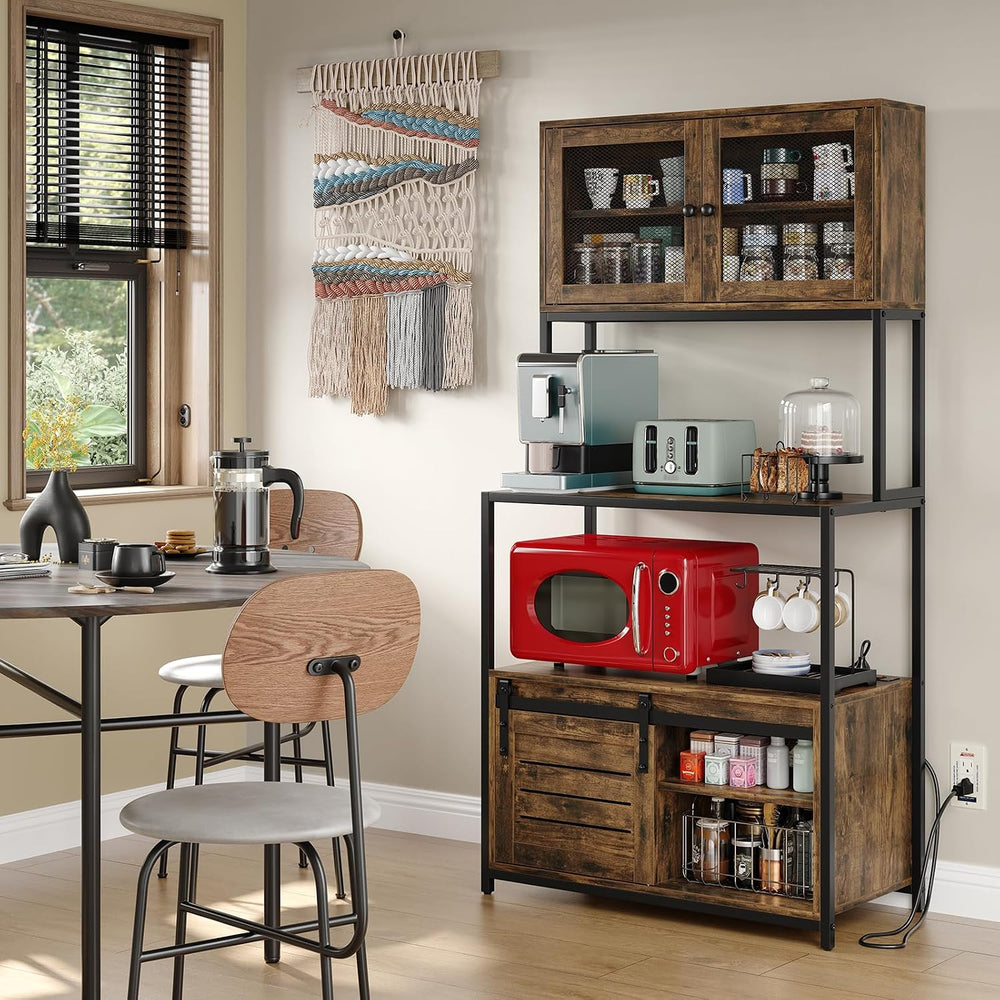 Furniouse 6-Tier Kitchen Bakers Rack with Power Outlet, Industrial Microwave ...