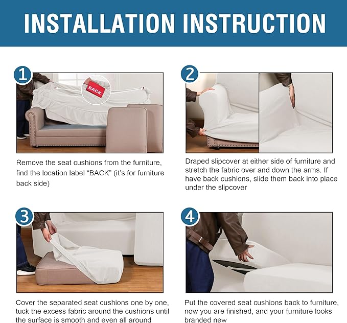 H.VERSAILTEX 4 Piece Stretch Sofa Covers