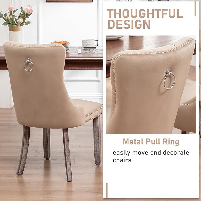 Mid Century Modern Dining Chair Set of 6 Velvet Upholstered Dining Accent Cha...