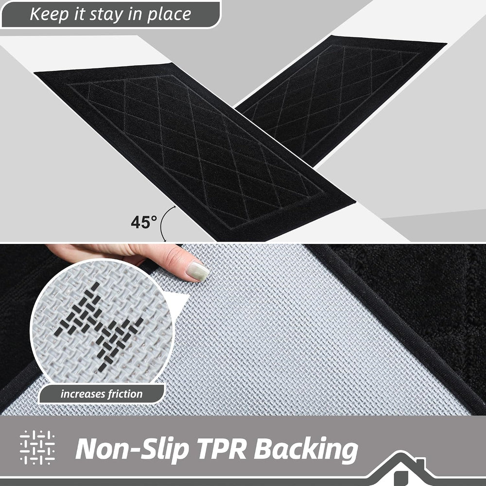 BEQHAUSE Dirt Trapper Door Mat 24" x 36", Doormat Non-Slip, Black