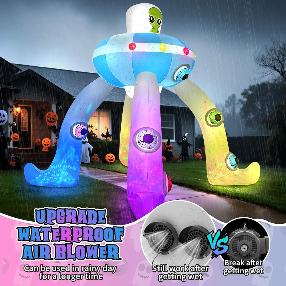 Kalolary 12FT Halloween Inflatables Archway UFO Alien