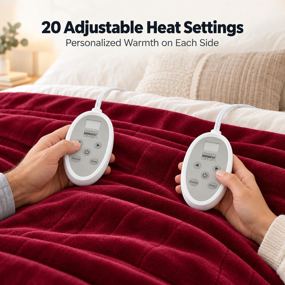Queen Size Heated Blanket for Bed, Electric Blankets with Dual Controllers