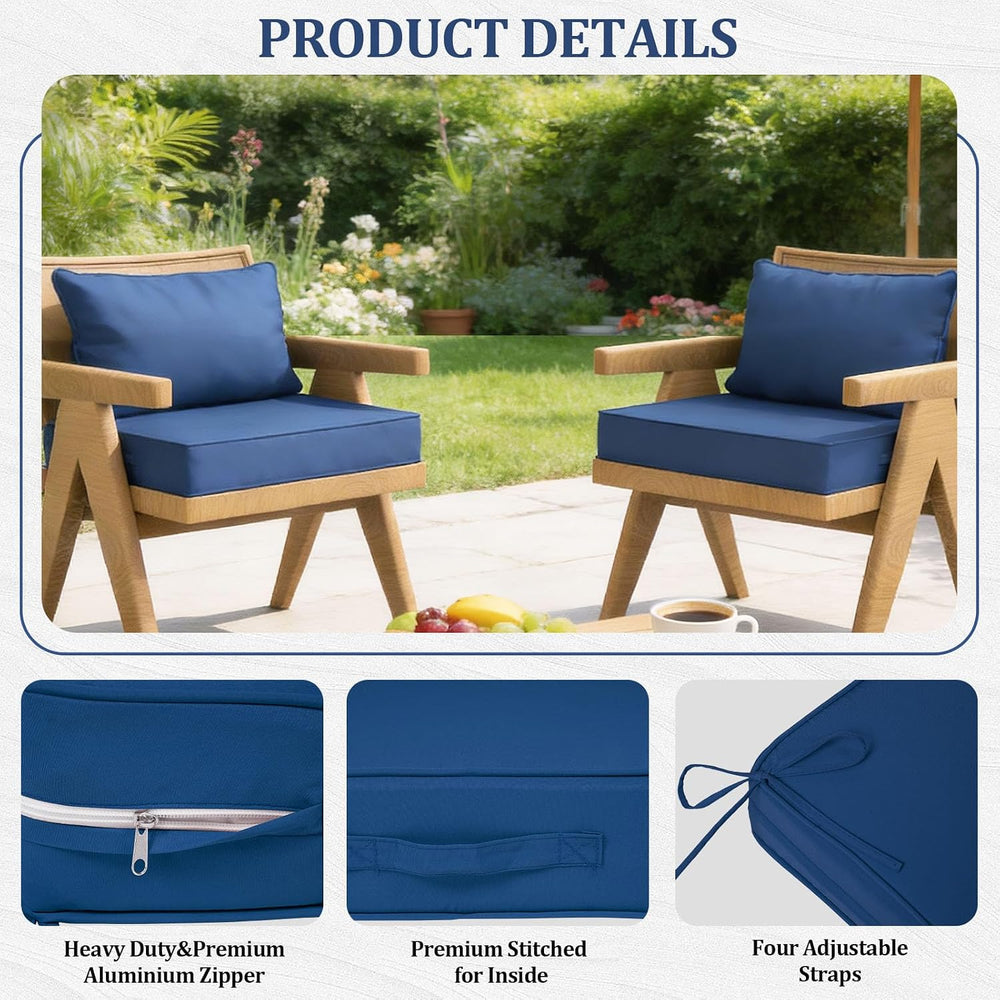 25.6x25.6โ Outdoor Deep Seat Cushions Set of 4, Patio Replacement Foam Cushio...