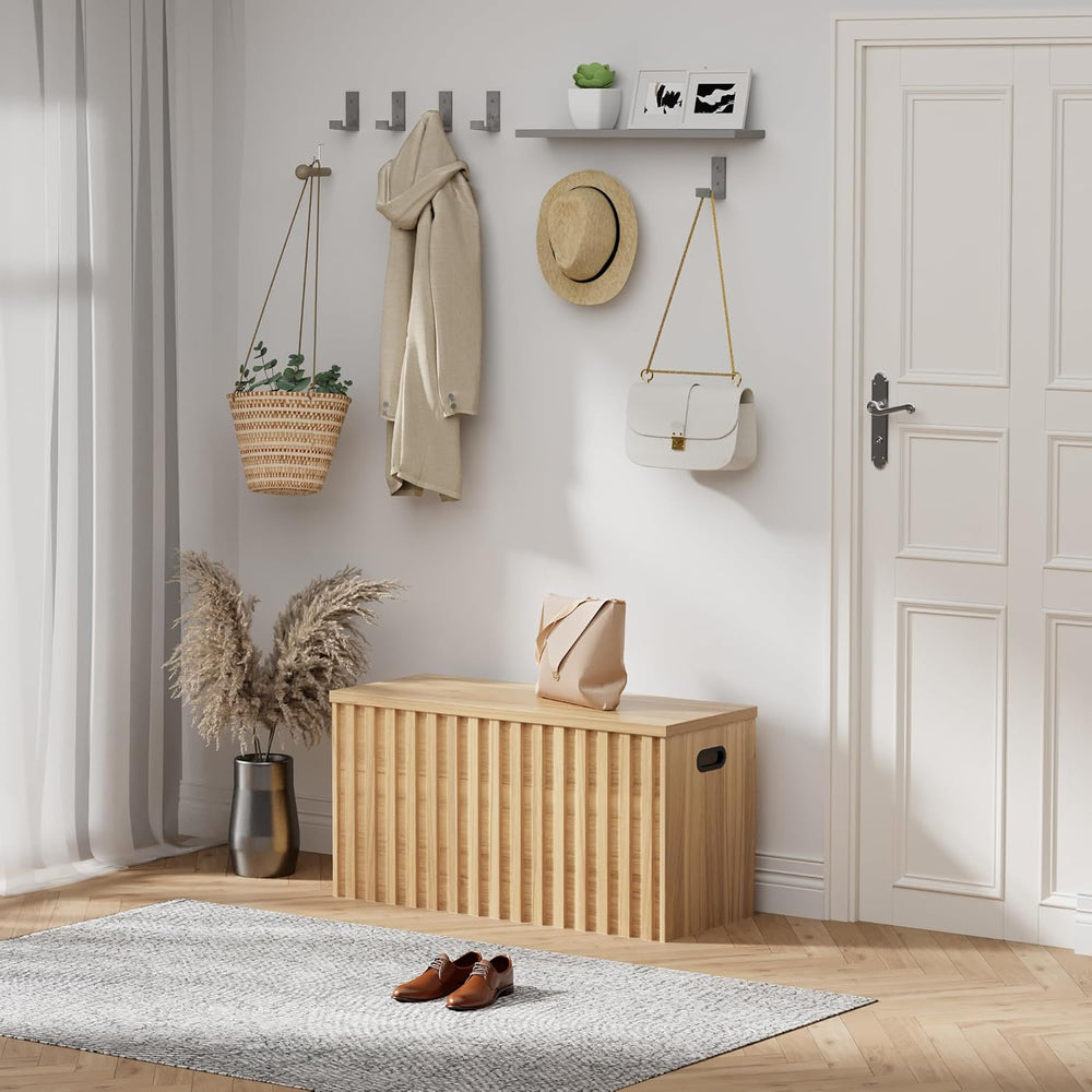 UEV Storage Bench,39.4" Wood Box, Storage Trunk with 2 Safety Hinges, Ot...