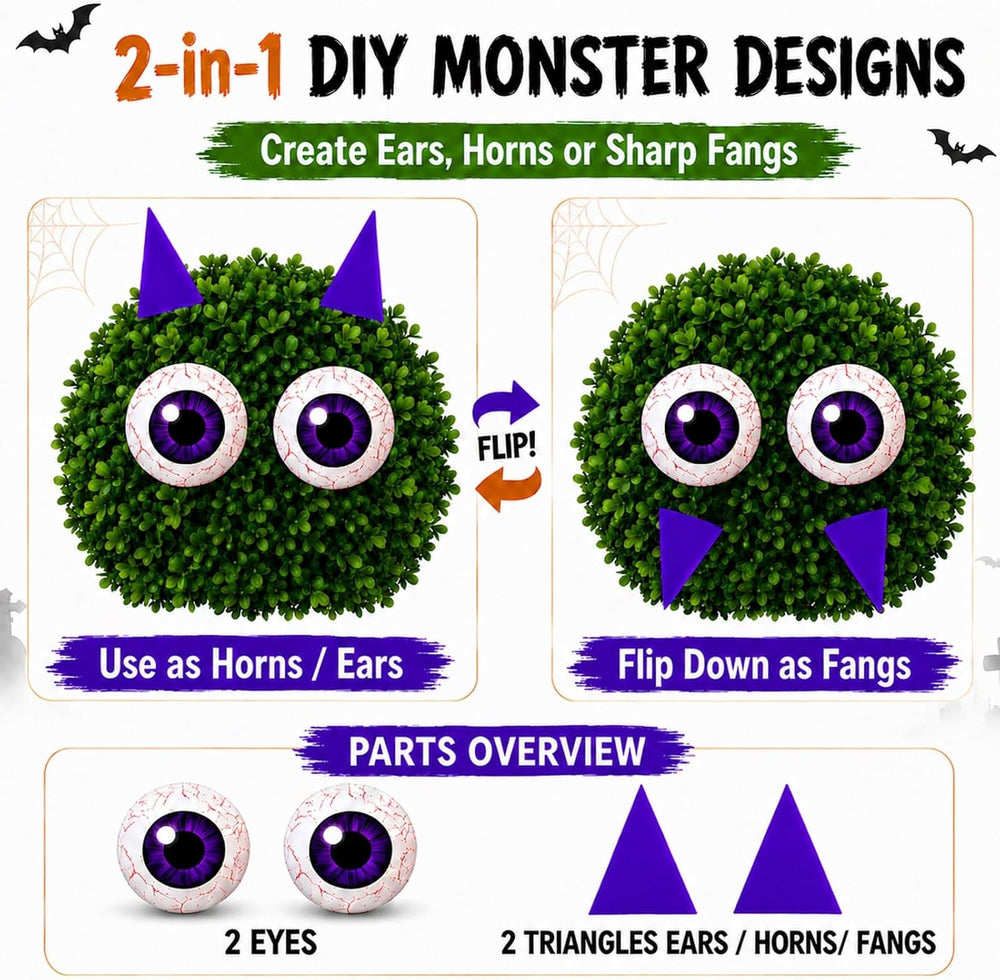 RattanView 12 Set Halloween Bush Eyes Decor Outdoor, 7.87'' Scary Bus...