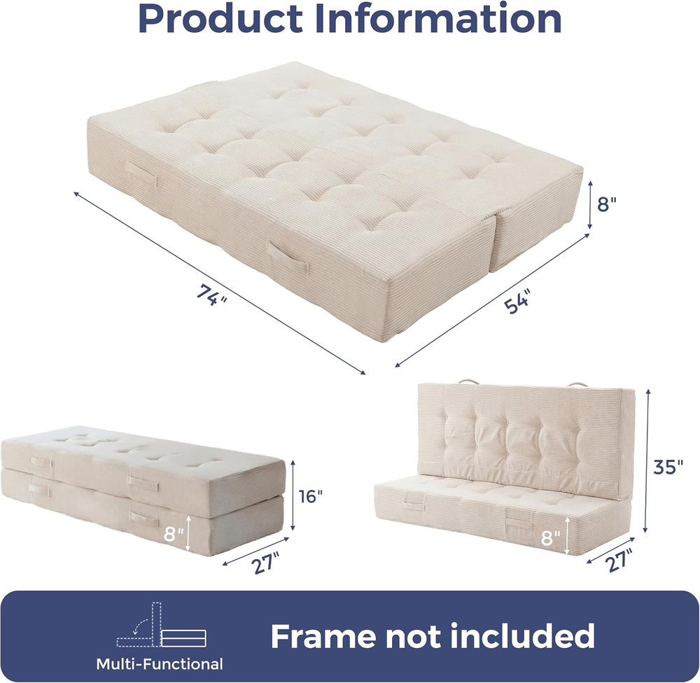 MAXYOYO Foldable Mattress, 8-Inch Tufted Futon Mattress with Handles