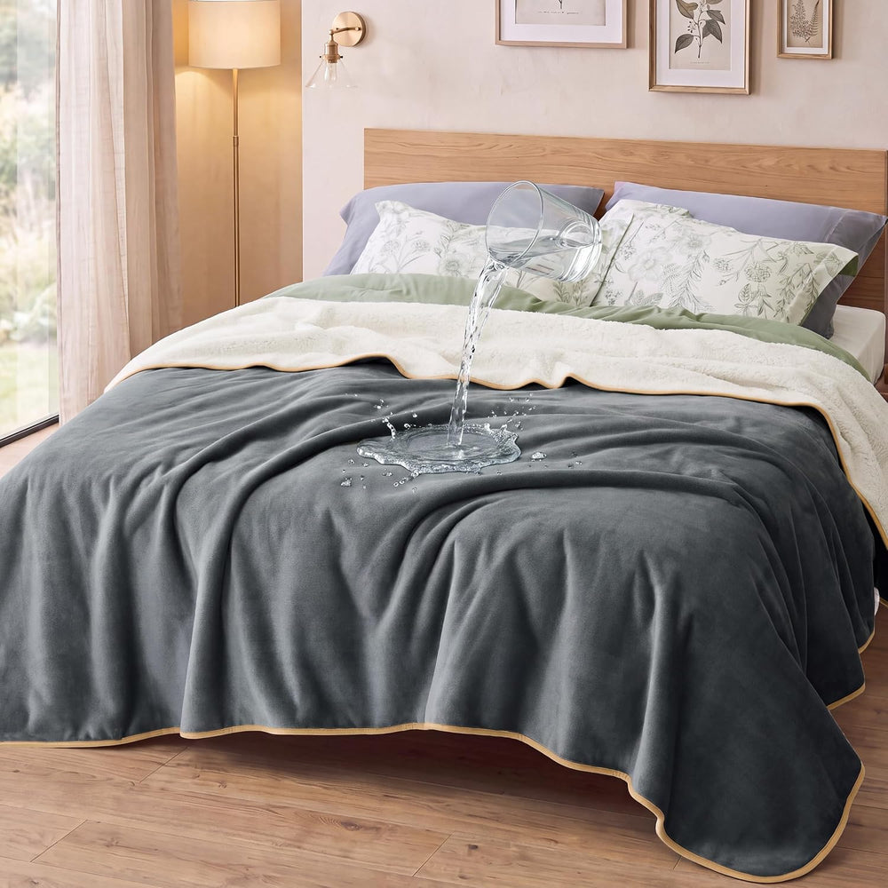Bedsure Waterproof Blanket for Bed Soft Sherpa Fleece Throw,King 108"x86...