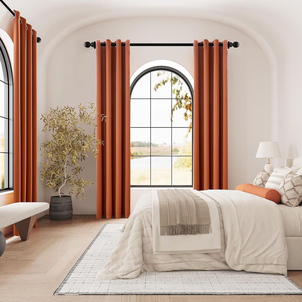 DUALIFE Blackout Curtains 84 Inch Length Thermal Insulated Dark Orange Room D...
