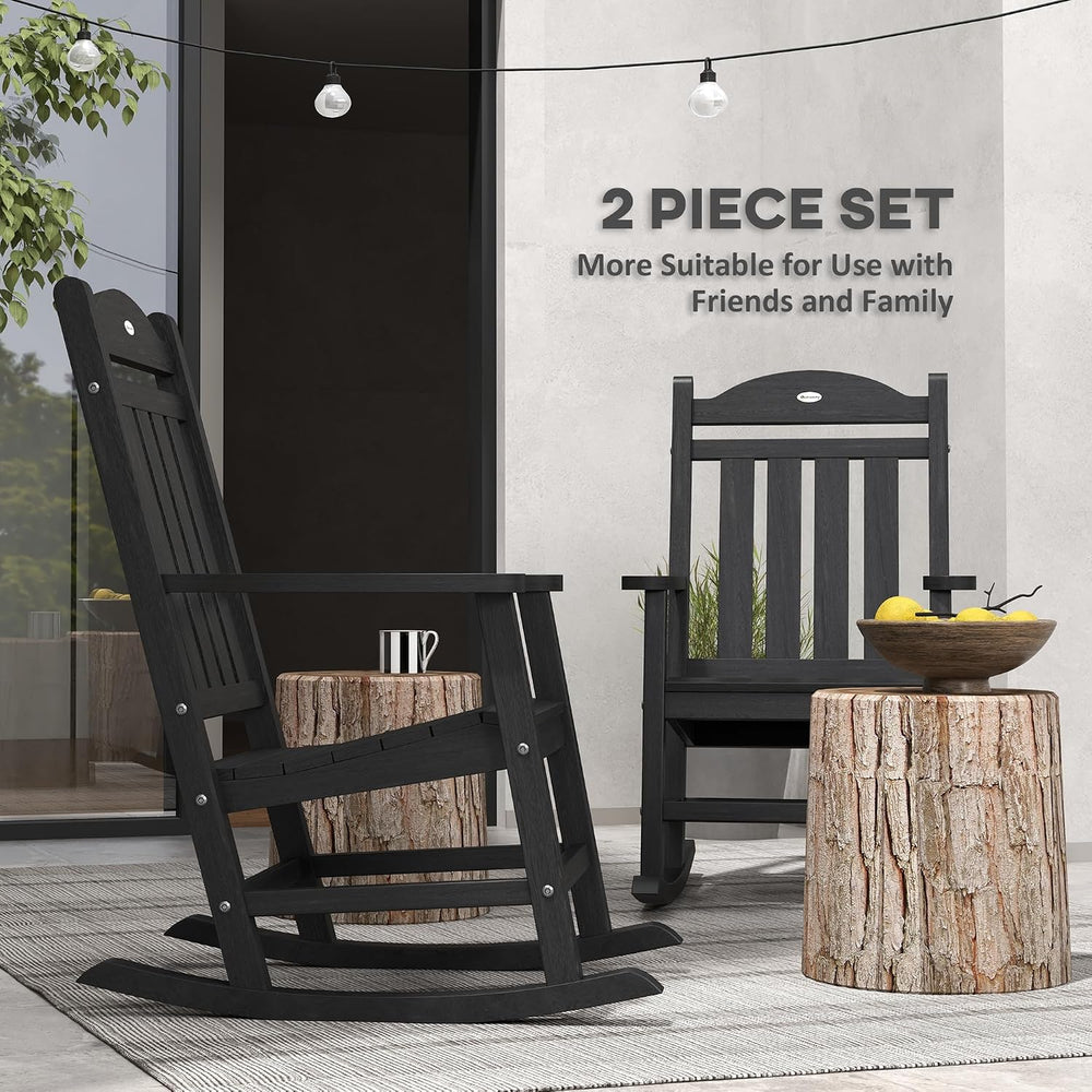 Outsunny 2 Pieces Outdoor Rocking Chair, All Weather-Resistant HDPE Rocking P...