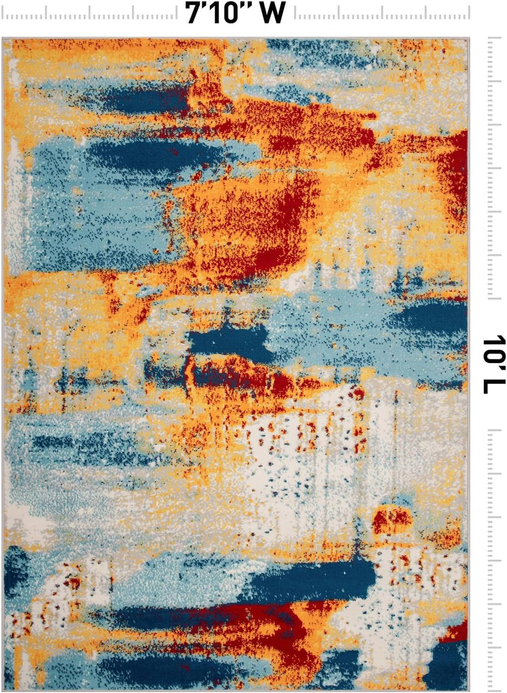Rugshop Abstract Fade-Resistant Living Room Area Rug Multi 7'10" x 1...