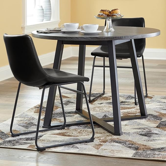LEMBERI Faux Leather Dining Chairs Set of 2, 18 Inch Modern Kitchen & Din...