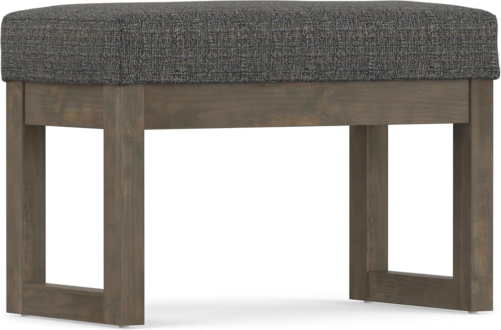 SIMPLIHOME Milltown 27" Wide Tweed Rectangle Ottoman in Ebony