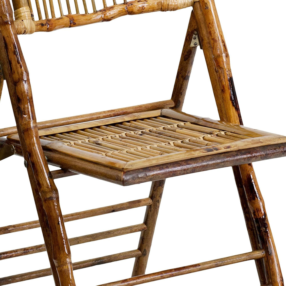 Flash Furniture Folding Bohemian Bamboo Chairs with Curved Backs, Modern Bamb...