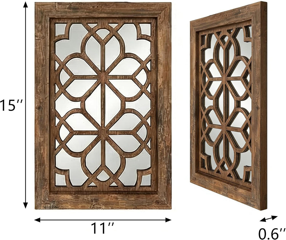 Set of 2 11x15 Inch Rectangular Shatterproof Maroon Decorative Wall Mirrors, ...