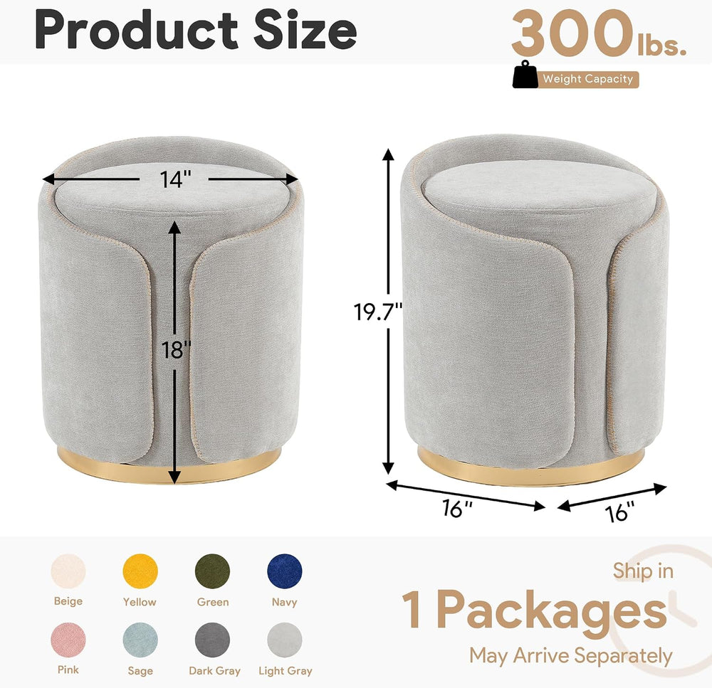 Swivel Vanity Stool with Gold Base Comfy Vanity Chair Modern Round Stool for ...