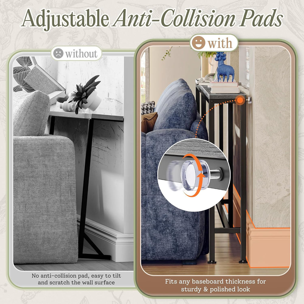 Huuger 110.2 Inch Behind Couch Table with 2 Power Outlets and USB-C Ports, Ex...