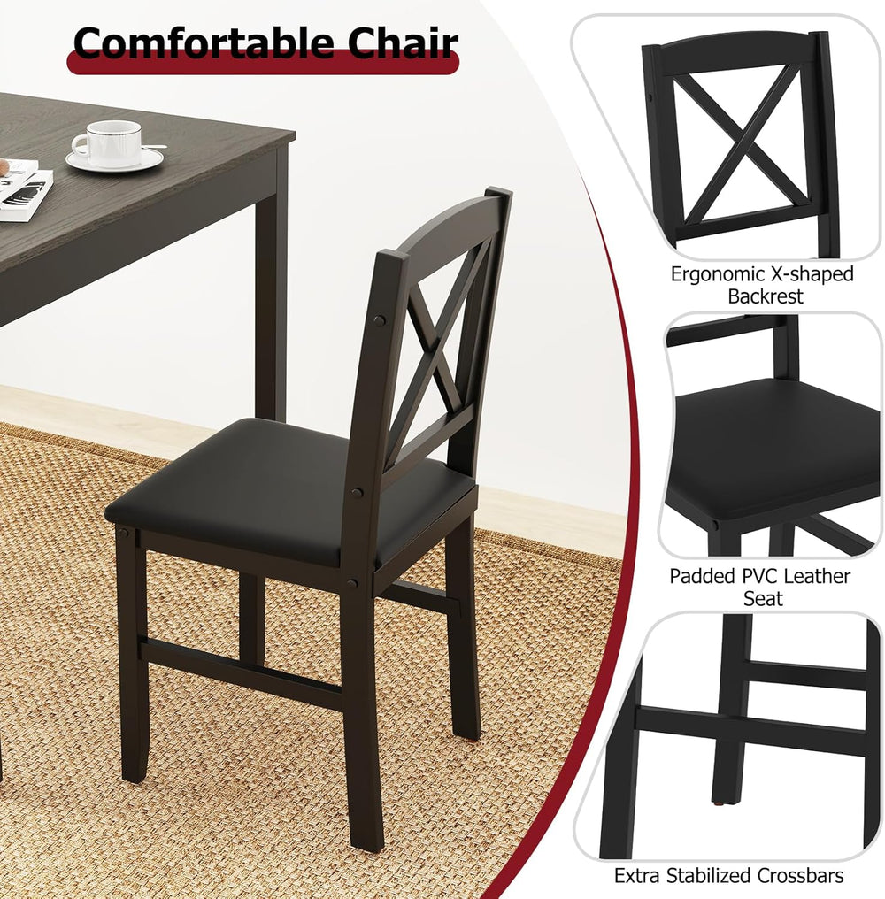 Tangkula Mid-Century Modern Dining Table Set for 2, Wooden Kitchen Table &...