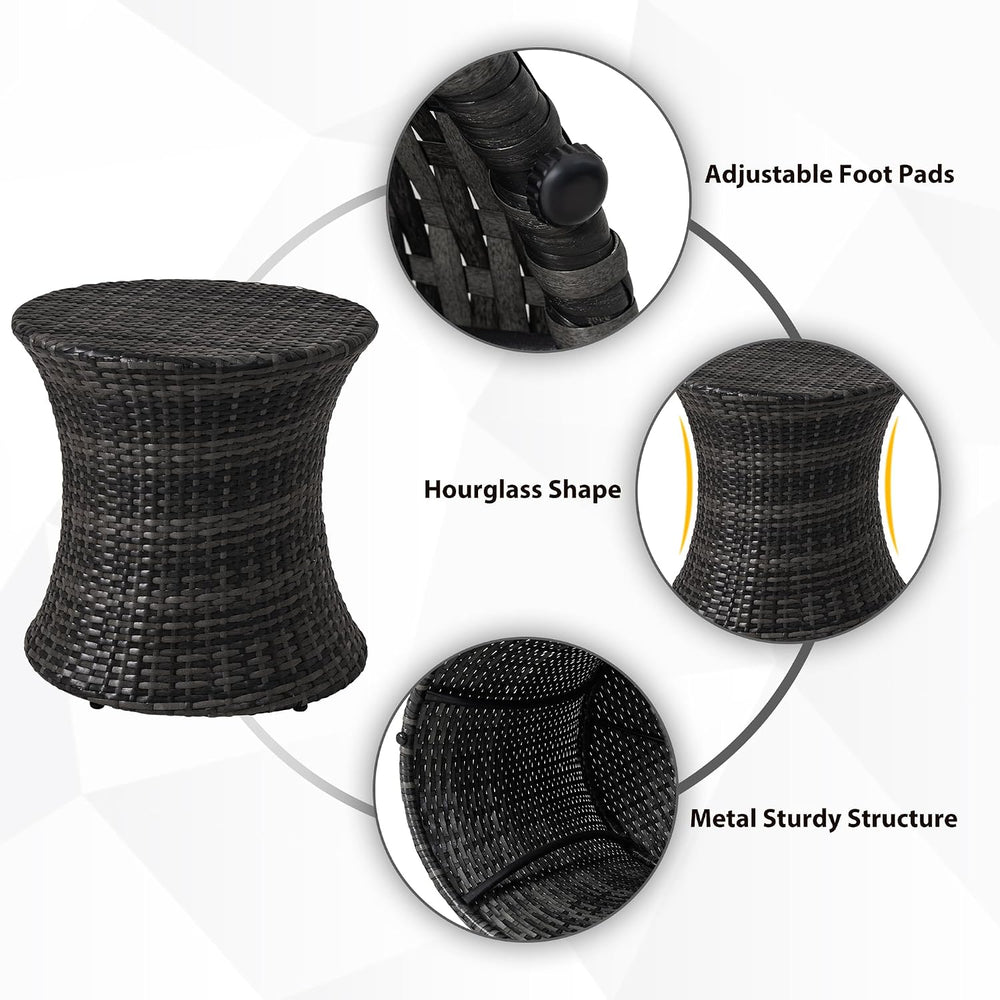 Sundale Outdoor Wicker Small Side Table Patio Rattan End Table