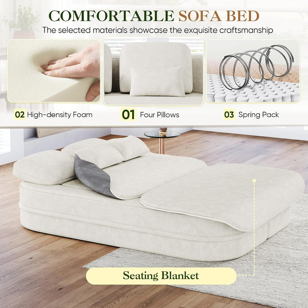 Antetek Convertible Sleeper Sofa, Modern Folding Futon Chenille Floor Foam Co...