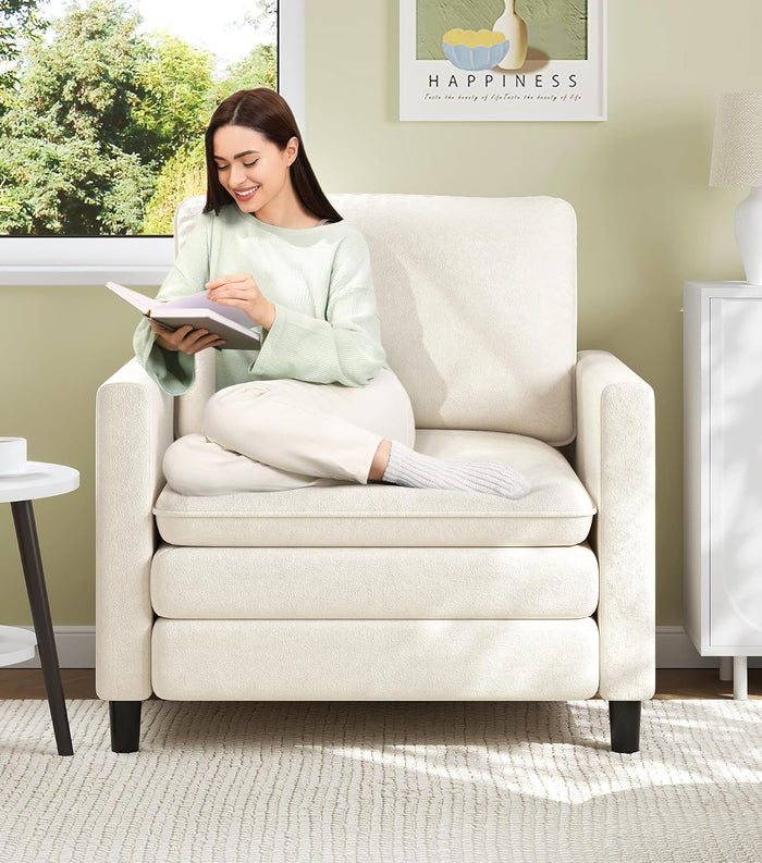 Welzona 3-Layers Cloud Accent Chair, 33" Reading Chair, Teddy Arm Chairs