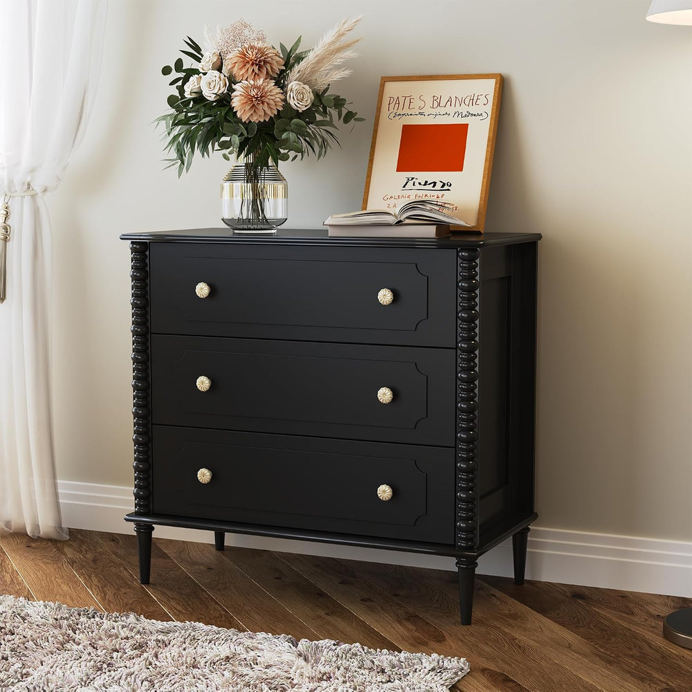 3 Drawer Dresser for Bedroom, 32" Wide Chest of Drawers, Black