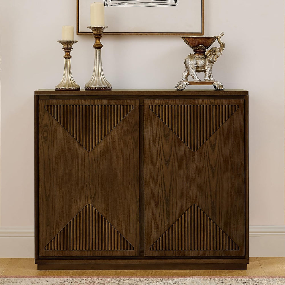 LKTART Mid Century Modern Sideboard Buffet Storage Cabinet with Doors and She...