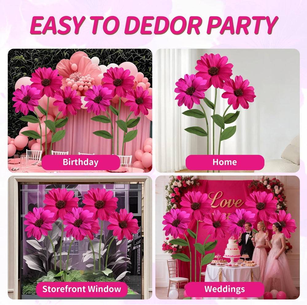 Mverse Giant Flower with Heavy Duty Iron Base Stand, Aluminum Pipe Stems | La...