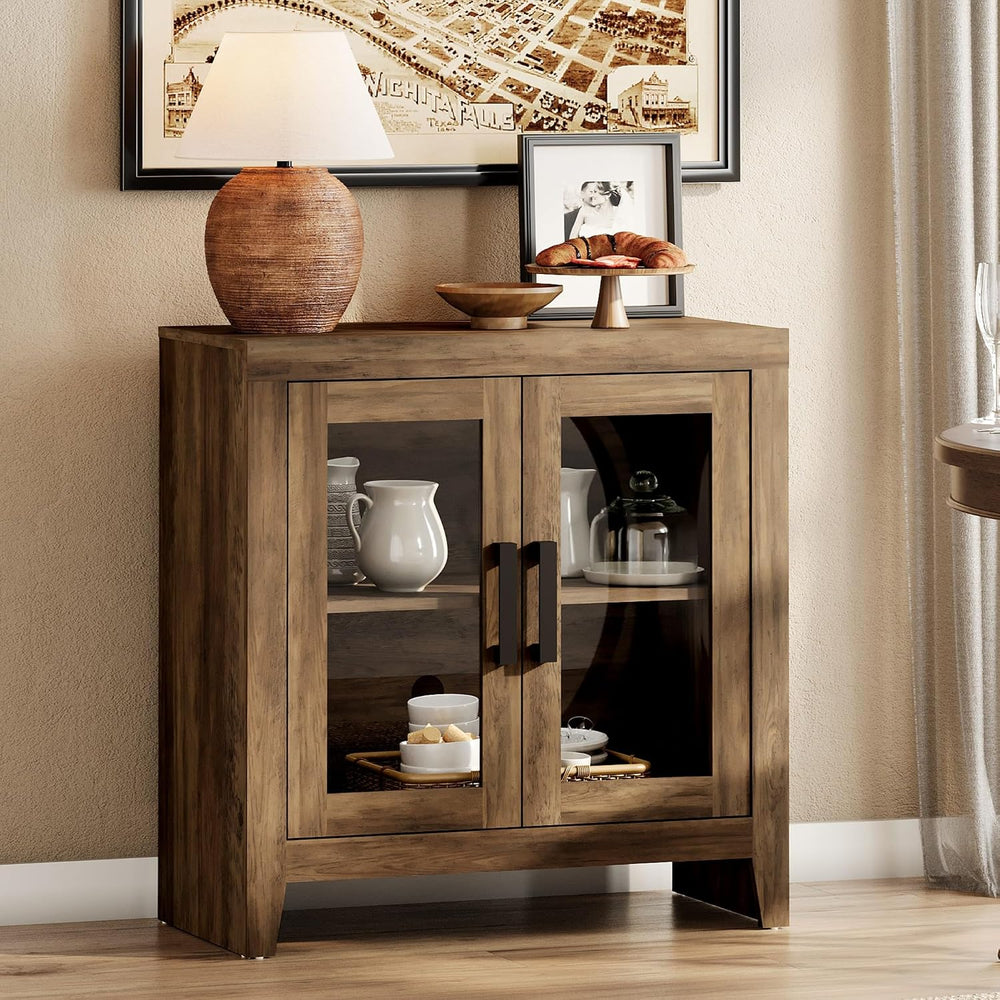 WAMPAT Buffet Cabinet with Storage, Kitchen Sideboard Cabinet with Glass Door...