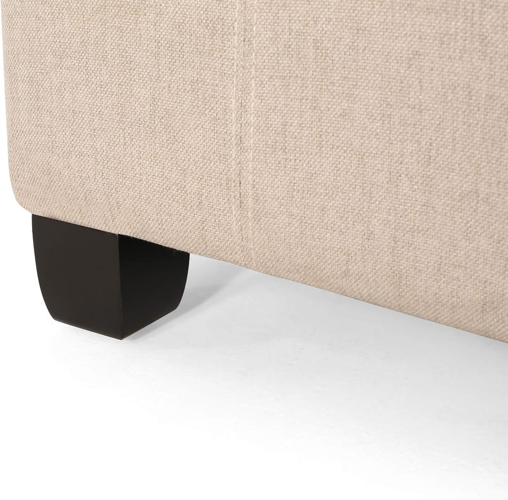 Merax 31" Modern Fabric Square Storage Ottoman, Foot Rest Waffle Stitch ...