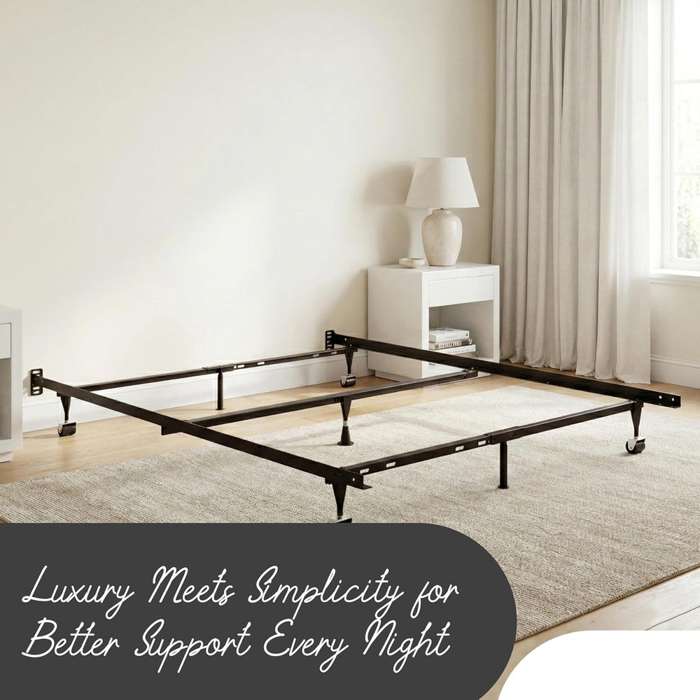 KB Designs Heavy Duty Adjustable Metal Bed Frame - 7 Legs Center Support, No ...