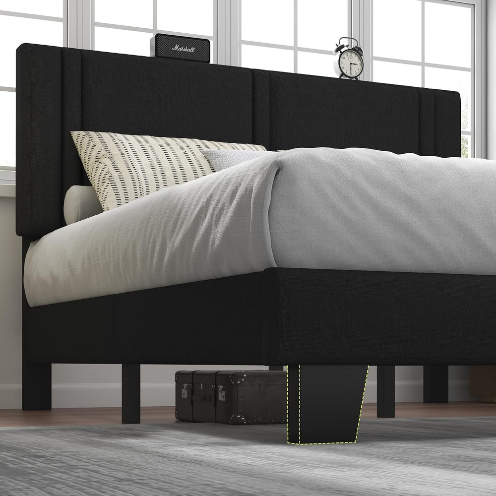 Feonase Full Size Platform Bed Frame, Fabric Upholstered Full Bed Frame, Soli...