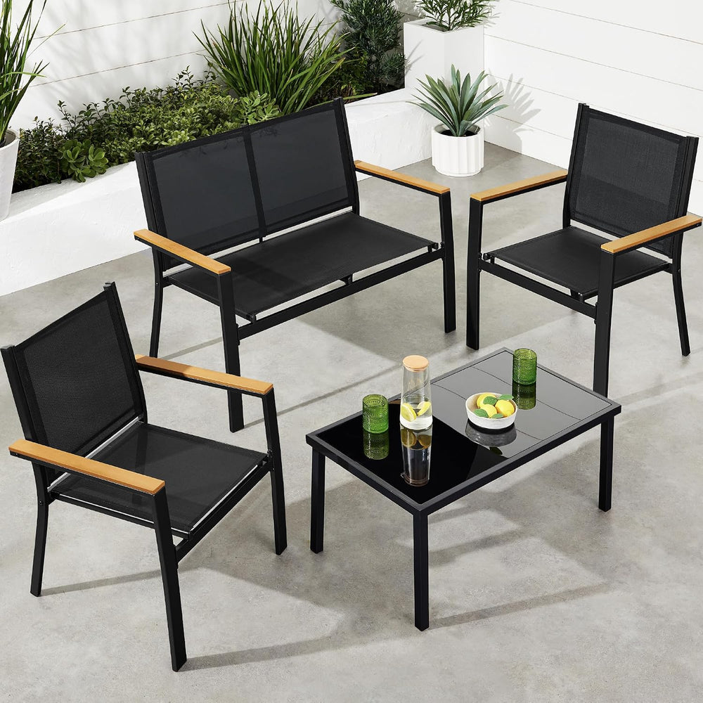 Best Choice Products 4-Piece Outdoor Textilene Patio Conversation Set, Backya...