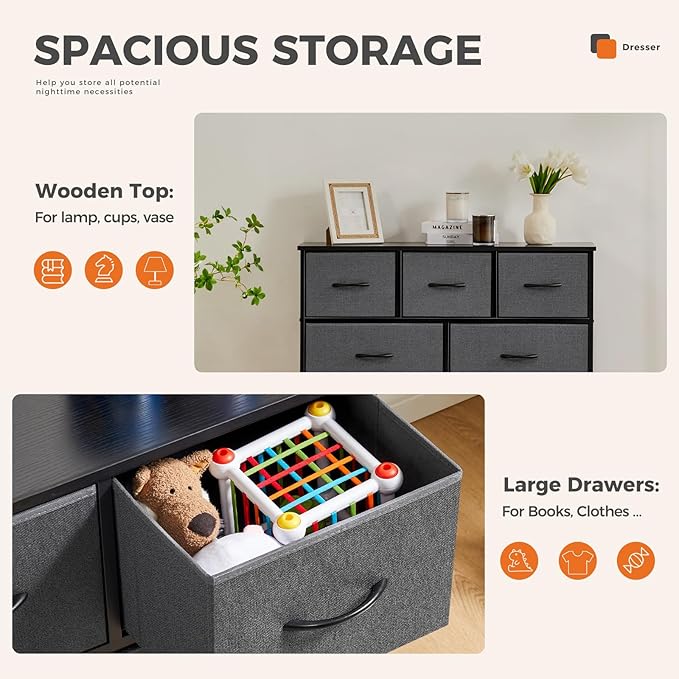 Sweetcrispy 9 Drawer Fabric Dresser Tall Chest Storage Organizer Tower