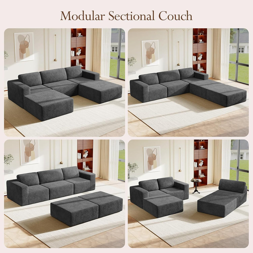 Vesgantti 119" Oversized U-Shaped Modular Sectional Sofa, Corduroy Cloud...