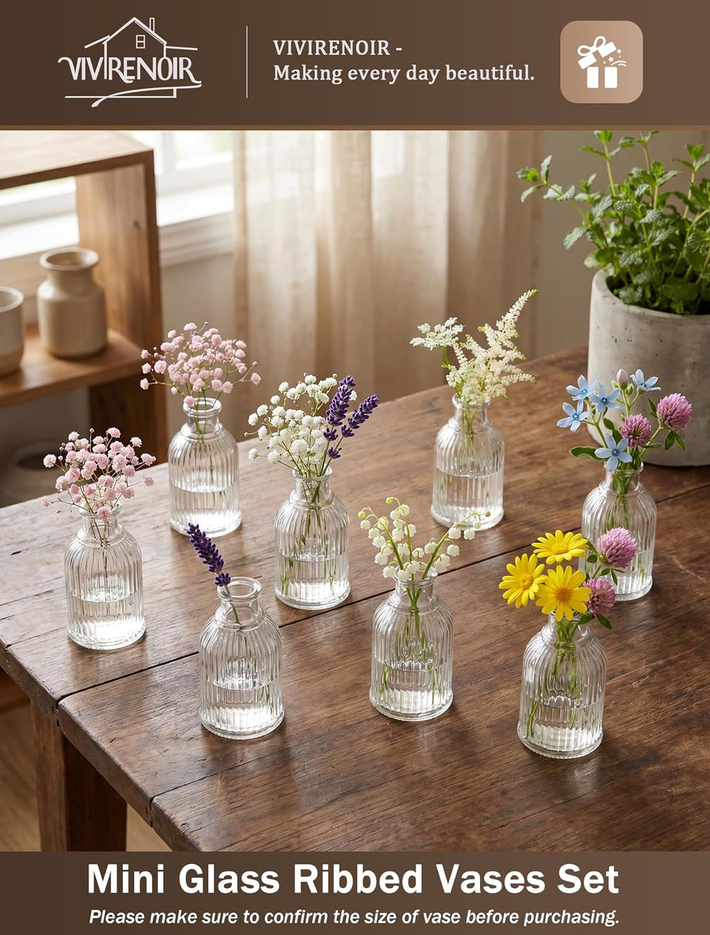 Glass Bud Vases Set of 24 Small Flower Vase in Bulk Mini Ribbed Clear VaseS