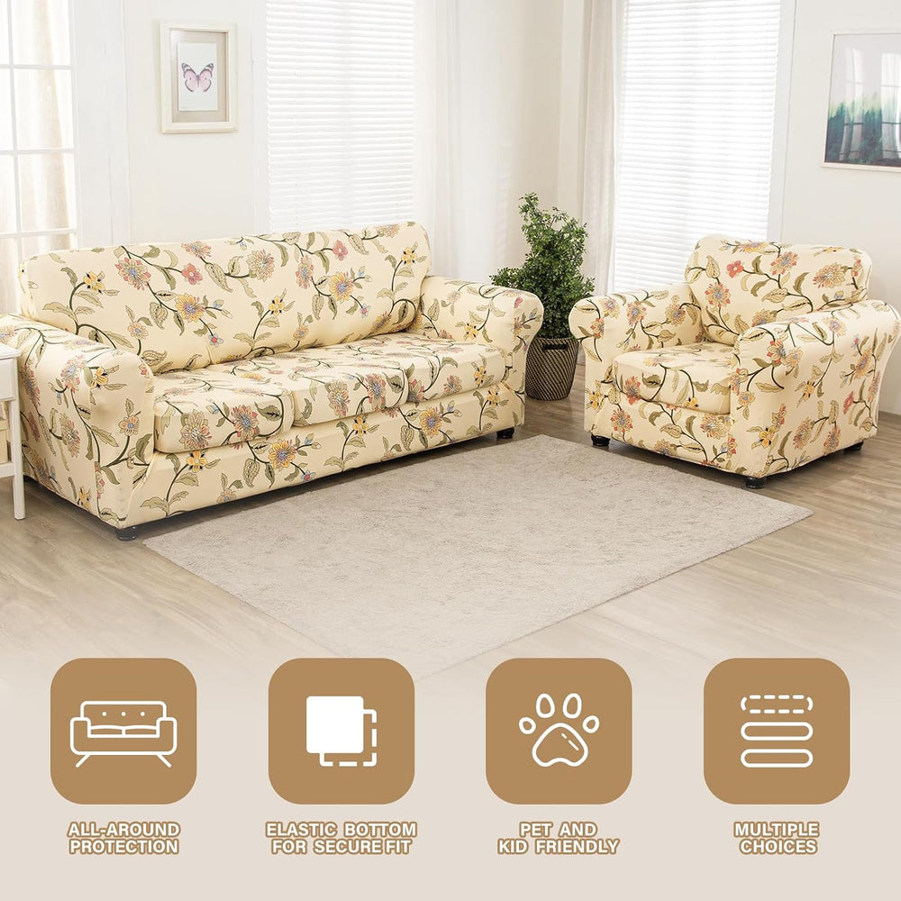 Lamberia Printed Sofa Cover High Stretch Sofa Slipcovers 2 Piece Armchair Sli...
